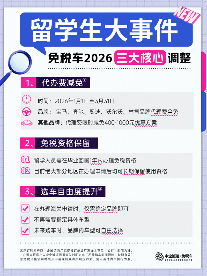 中企诚谊留学生免税车